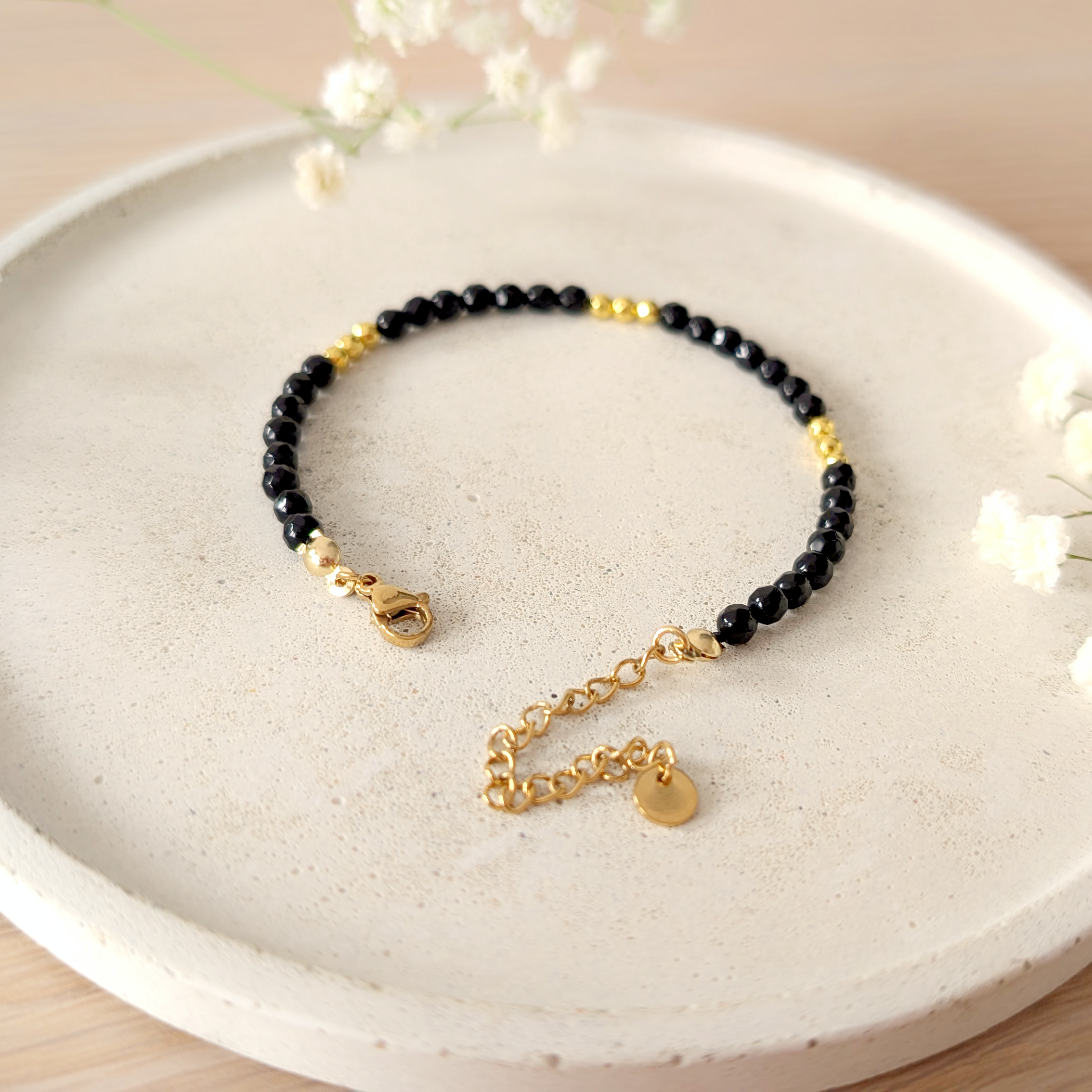 Bransoletka Notturno Nero handmade z kamieni naturalnych